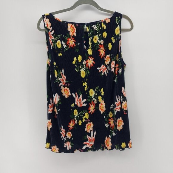 Ann Taylor Floral Pleated Sleeveless Blouse Size Medium - Picture 7 of 7